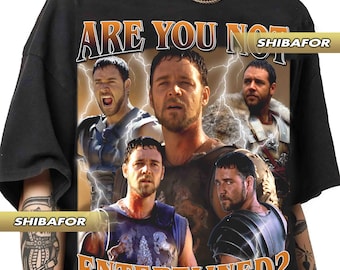 Are you not entertained Russell Crowe as Maximus Gladiator retro 90s style vintage raptee shirt