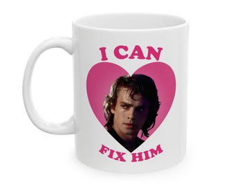 Caneca de cerâmica "Eu posso consertá-lo" Anakin Skywalker Pink Heart 2 (11oz, 15oz)