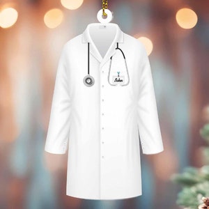2D Flat Doctor Christmas Ornament, Doctor Costume Ornament, White Coat Ceremony Ornament, Healthcare Workers Gift, Doctor White Medical Coat
