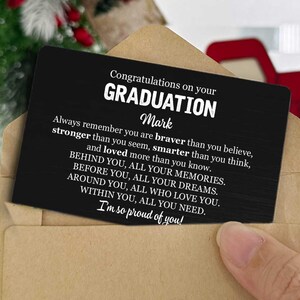 Personalized Graduate Wallet Card Gift for Boys, Graduation Gift for Him, Son Graduation, Best Present for College, Hight School Graduation