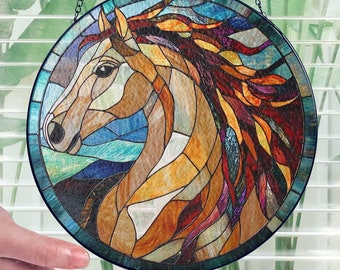 Patriotic Horse Suncatcher: American Flag Window Hanging, Horse Lover Gift