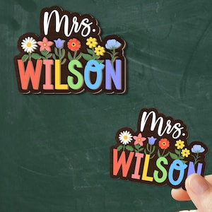Personalized Teacher Name Magnets, Custom Name Wildflowers Magnets for Teacher, Teacher Appreciation Gift, Classroom Magnets Decor