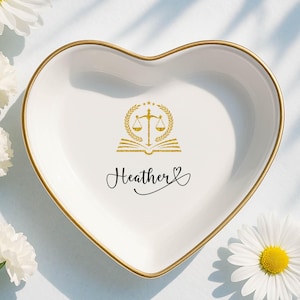 Custom Lawyer Jewelry Dish, Scale Of Justice Trinket Dish, Lawyer Graduation Ring Holder Gift Daughter, Niece, New Lawyer, Law Student Gift