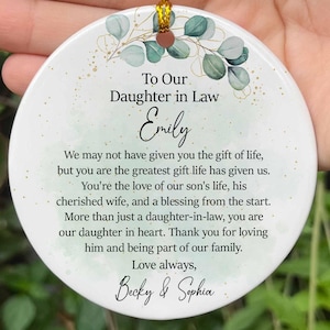 Daughter in Law Ornament Gift, Wedding Ornament from Parents in Law, Gift for Future Bride, Daughter In Law Wedding Gift, Gift for Bride