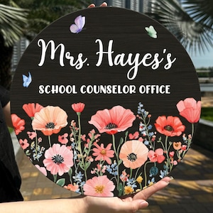 Personalized School Counselor Office Sign, School Counselor Office Door Hanger, School Counselor Name Sign, Psychologist Office Decor
