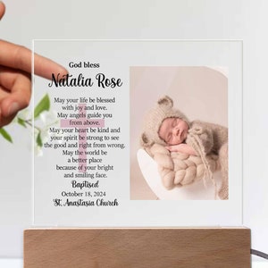 Personalized Baptism Gifts, Baptism Baby Picture Acrylic Sign, Baptism Present for Boy and Girl, Unique Christening Gifts for Godchild