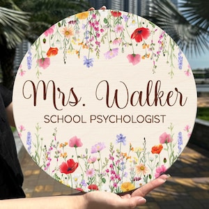 Personalized School Psychologist Door Sign, School Counselor Office Sign/Back to School Teacher Gift/Custom School Psychologist Welcome Sign