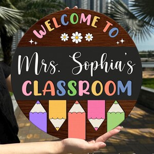 Custom Teacher Door Sign, Welcome To Teacher&#39;s Classroom Sign, Pencil Classroom Decor, Teacher Appreciation Gift, Back To School Gift