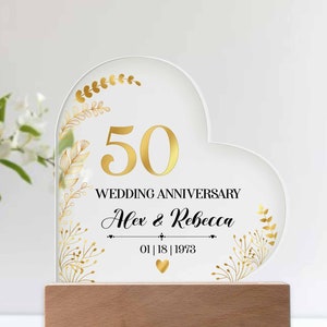 Personalised 50th Anniversary Acrylic Plaque, Anniversary Gifts Couple, 50 Years Anniversary Keepsake, Golden Anniversary Gift for Parents