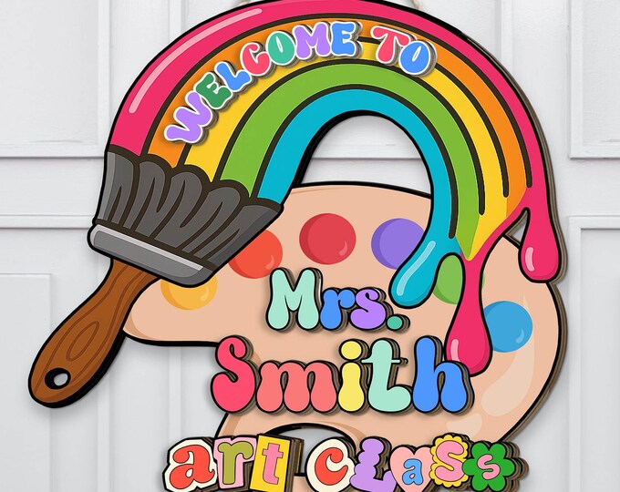 3D Art Teacher Door Sign, Art Class Sign, Custom Teacher Name Sign ...