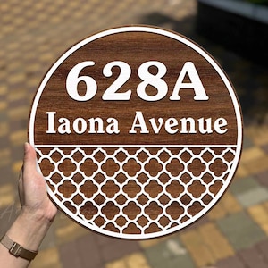 Personalized Round Address Sign, Wooden Hanging Address Sign,  Address Sign for Yard/ Apartment, Housewarming Gifts New Home