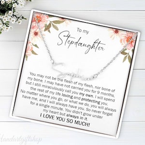 Meaningful Stepdaughter Gifts, Signature Name Necklace for Bonus Daughter, Stepdaughter Birthday Present, Stepdaughter Gift from Stepmom