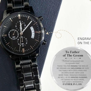 Father of Groom Custom Watch from Bride, Gift for Father of Groom on Wedding Day, Father In Law Present from Bride on Wedding