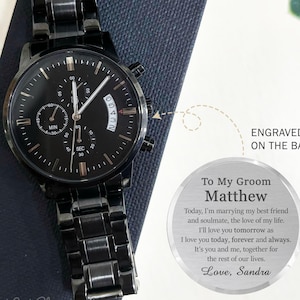 Personalized Watch Groom Gift from Bride on Wedding Day/Engraved Groom Watch Gift from Bride/Groom Wedding Day Gift/Bride To My Groom Gift