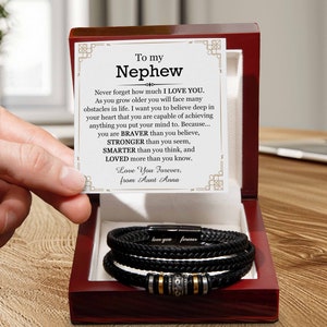 Nephew Gift from Aunt, To My Nephew Leather Bracelet, Bracelet for Nephew Birthday / Graduation / Christmas Gift, Nephew Bracelet Gifts