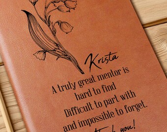 Mentor Gift, Personalized Journal for Mentor, To My Mentor Leather Journal Gift, Mentor Appreciation Gift, Notebook for Female Boss