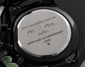 Orologio per il primo anniversario di matrimonio per il marito, orologio regalo per l'anniversario per uomo, orologio personalizzato regalo per uomo, orologio per la festa del papà regalo dalla moglie