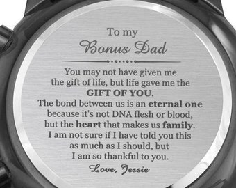 Benutzerdefinierte Uhr für Bonus Vater, sinnvolles Geschenk für Bonus Vater am Vatertag, Geschenk für Bonus Vater, Geburtstagsgeschenk für Stiefvater