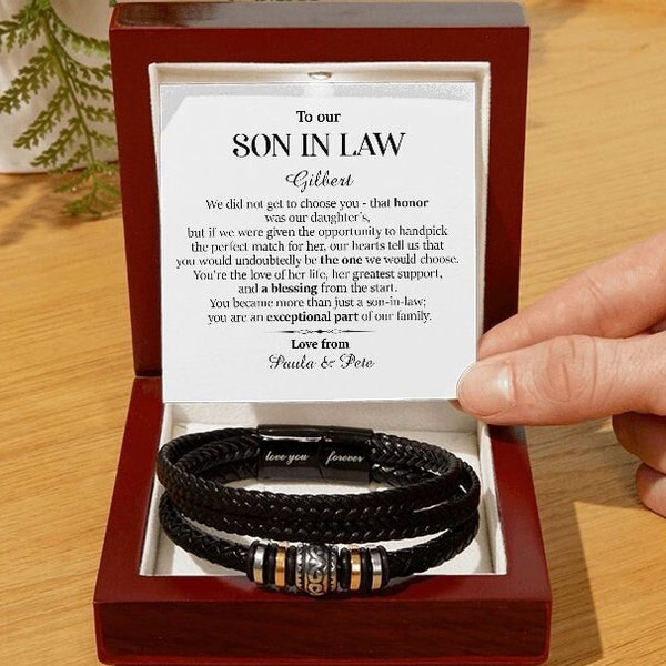 Bracelet for Son In Law, Personalized Gift for Son In Law, Son In Law Wedding Gift Idea, Son In Law Birthday Present, Jewelry for Son In Law