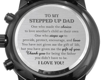 Gepersonaliseerd horloge voor opgevoerde vader, Vaderdagcadeau voor bonusvader, stiefvadercadeau van kinderen, stiefvadercadeau voor adoptie
