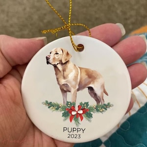 Custom Yellow Labrador Retriever Ornament, Yellow Lab Retriever Christmas Ceramic Ornament Gift, Personalized Photo Labrador Retriever