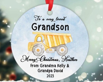 Personalized Grandson Ornament from Grandparents, Cute Christmas Gifts for Grandson, Custom Christmas Ornament for Grandson, Grandson Gift