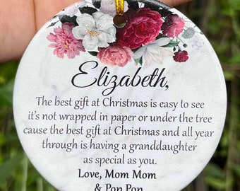 Granddaughter Christmas Ornament Personalized, Granddaughter Ornament 2024, Daughter/Niece/Goddaughter/Stepdaughter Ceramic Ornament