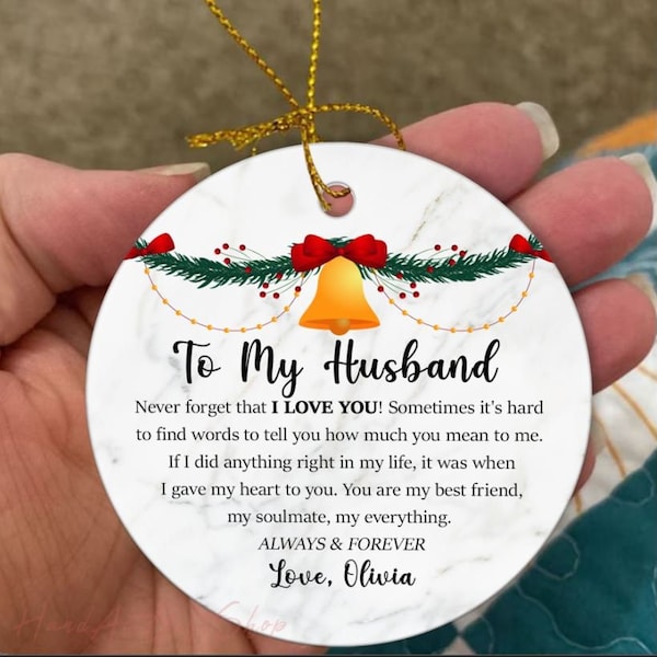 Husband Ornament, Christmas Ornament for Husband from Wife, Christmas Gifts for Husband, Ceramic Ornament for Him