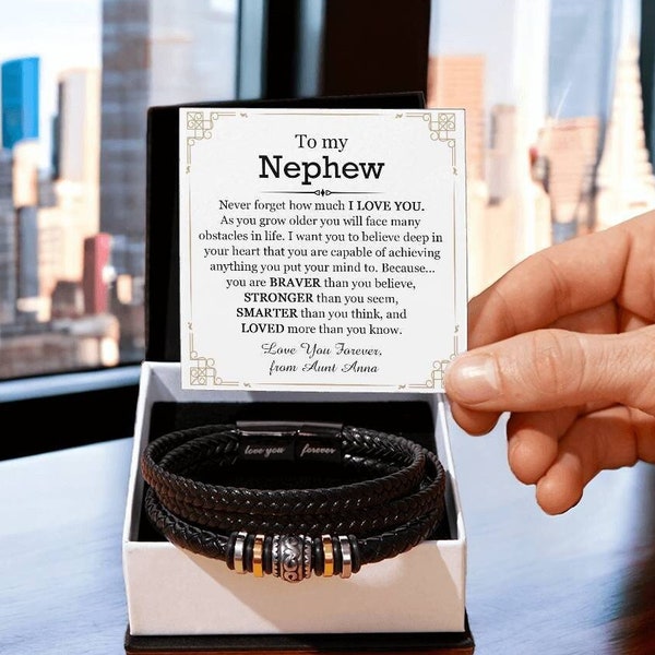 14th Birthday Gift - Personalised Leather Bracelet - Son Brother Grandson Nephew Godson Friend Boys