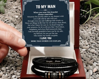 Bracelet de promesse pour mon homme, cadeau d'anniversaire romantique pour petit ami, bracelet de promesse pour mari de la part de sa femme, cadeau d'anniversaire significatif pour lui