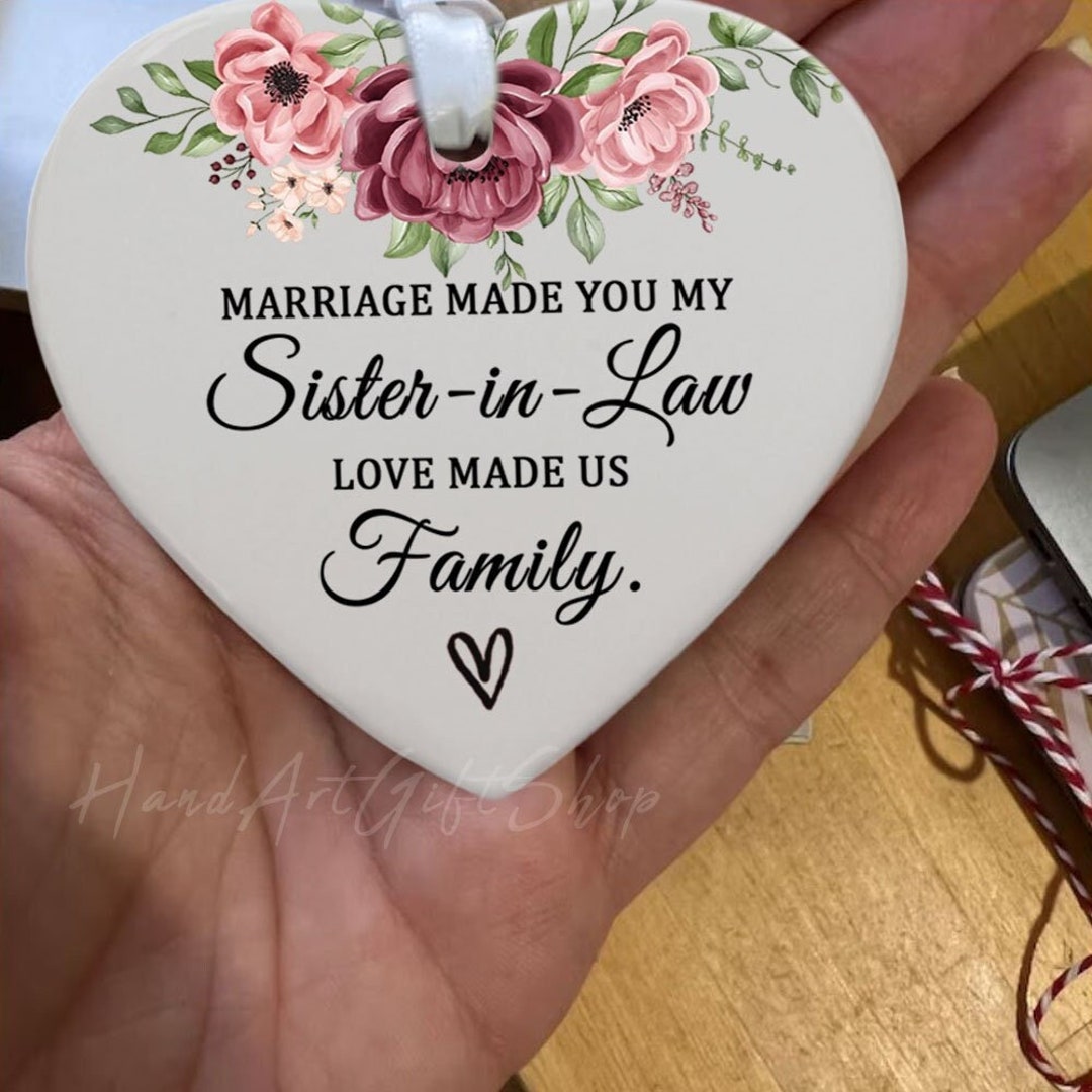Sister in Law Christmas Ornament Gifts, Sisterinlaw Ceramic Heart