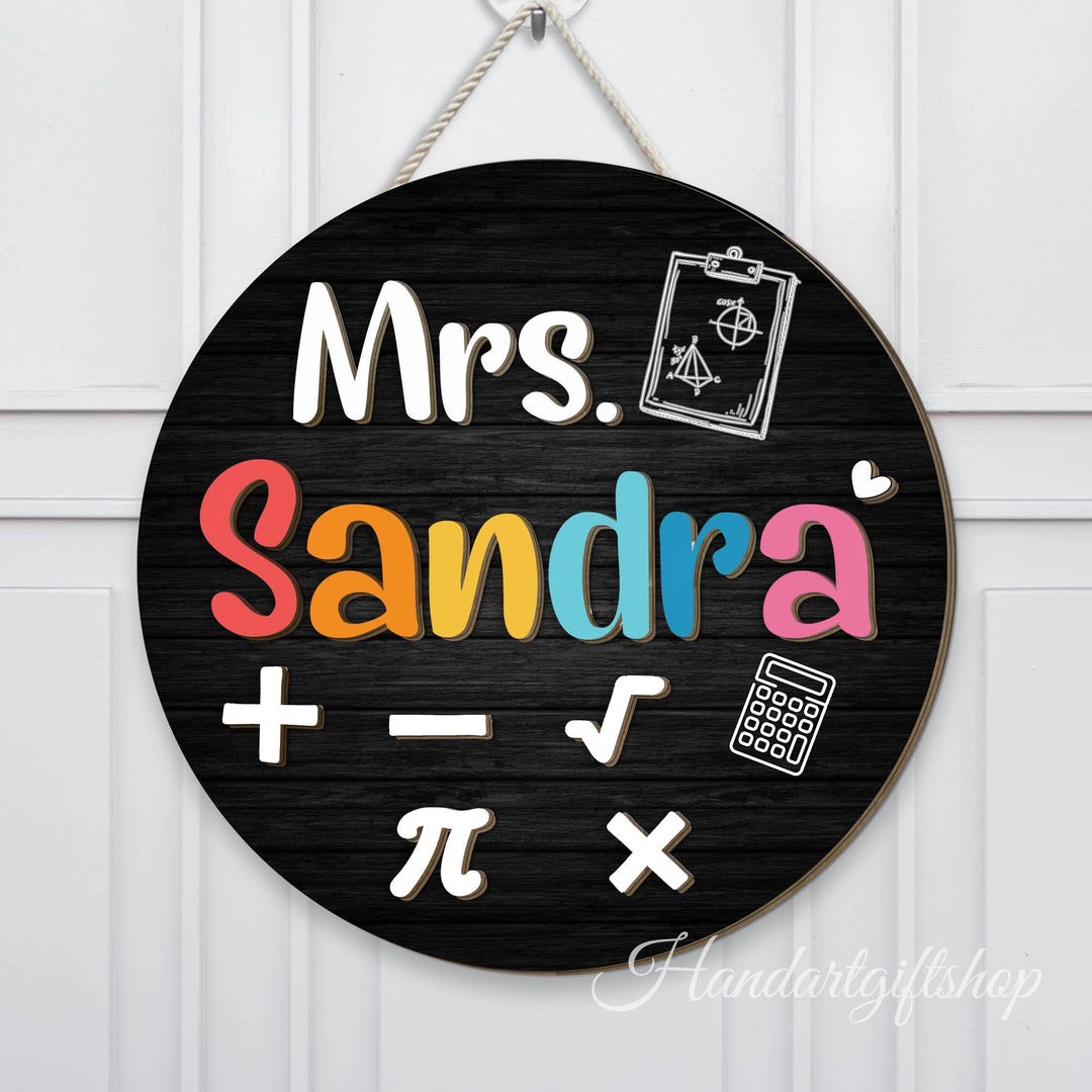 3D Math Teacher Door Sign, Teacher Name Sign, Math Teacher Classroom ...