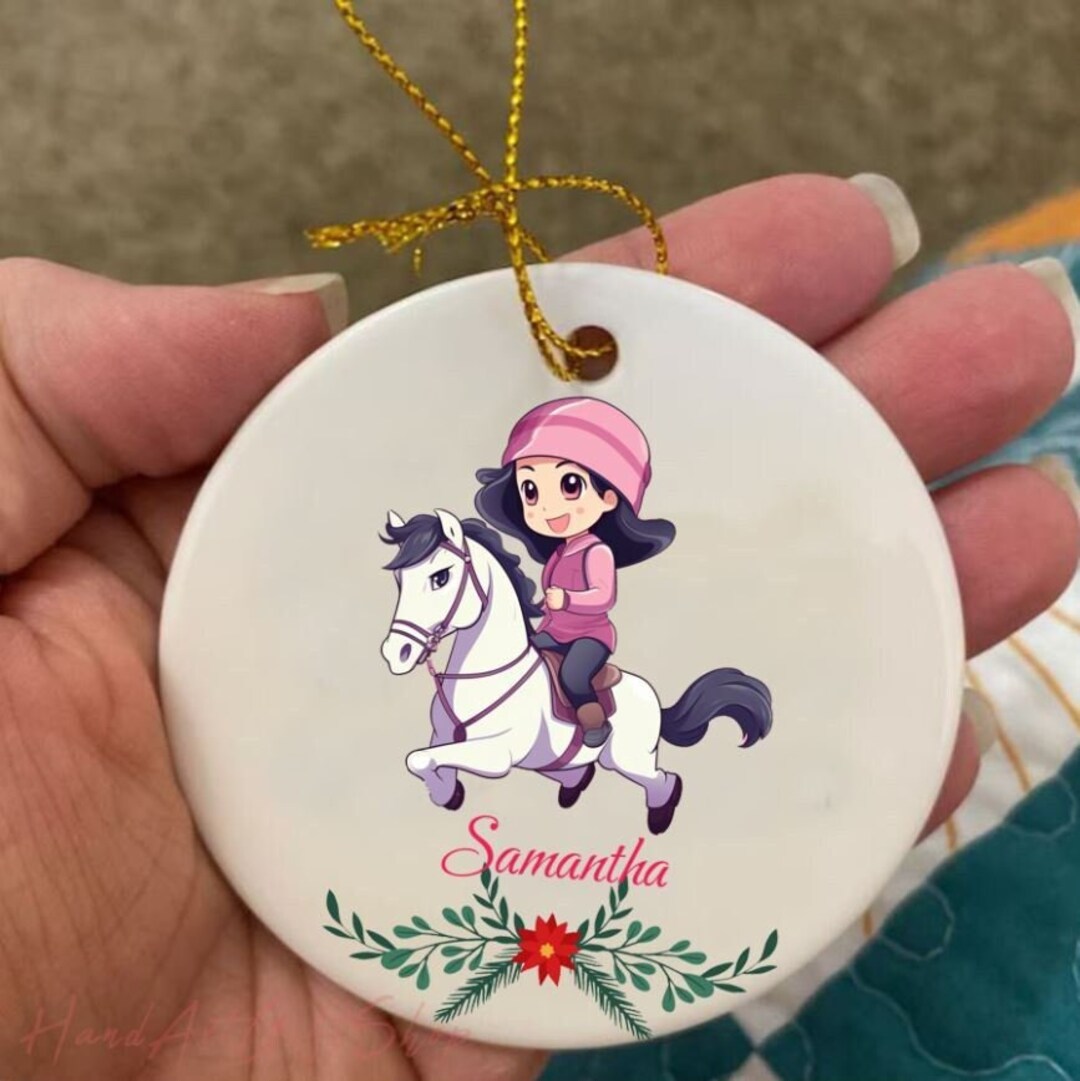 Custom Children's Horseback Riding Ornament, Girl's Horseback Riding