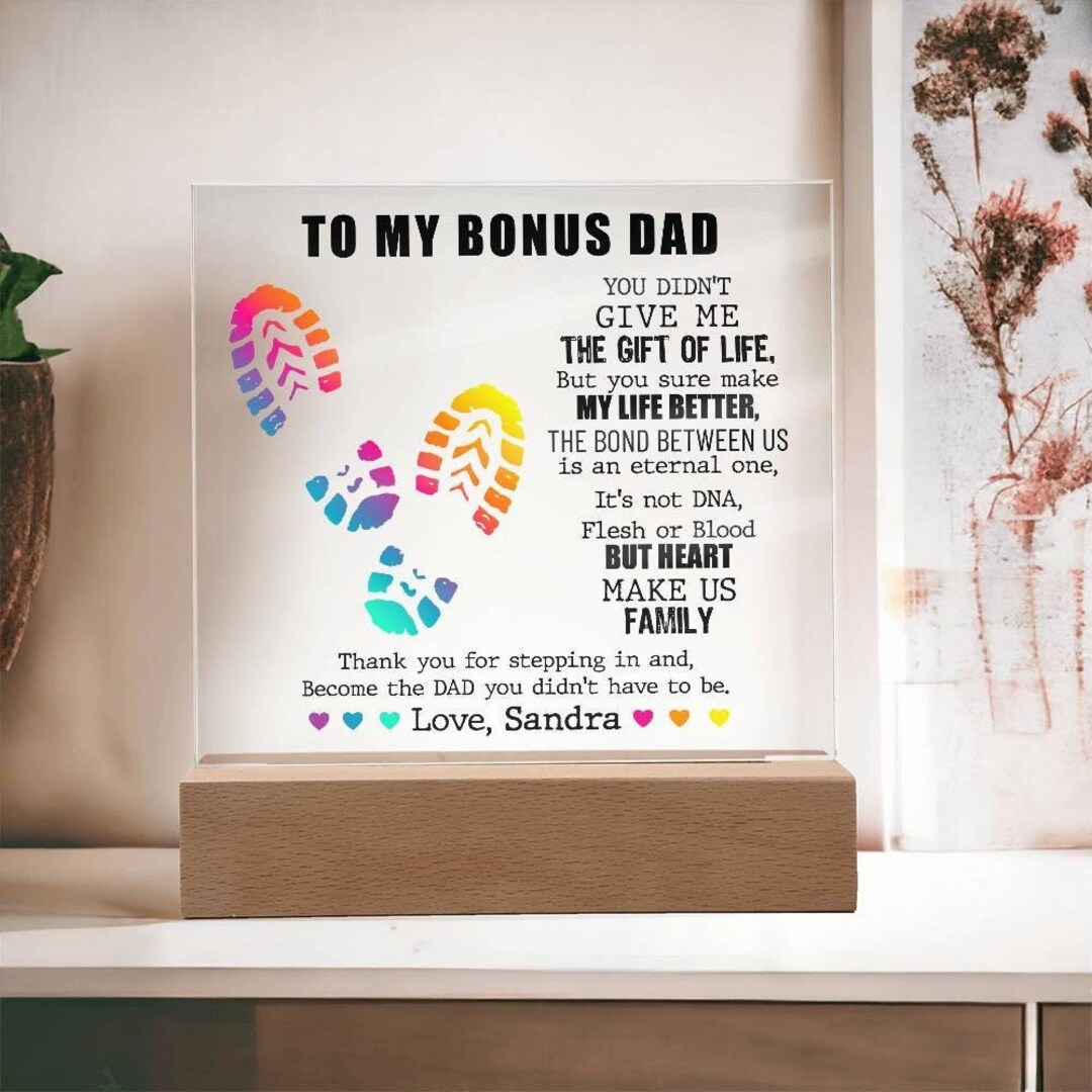 Personalized Bonus Dad Plaque Gift, Step Dad Birthday Gifts, Gift for ...