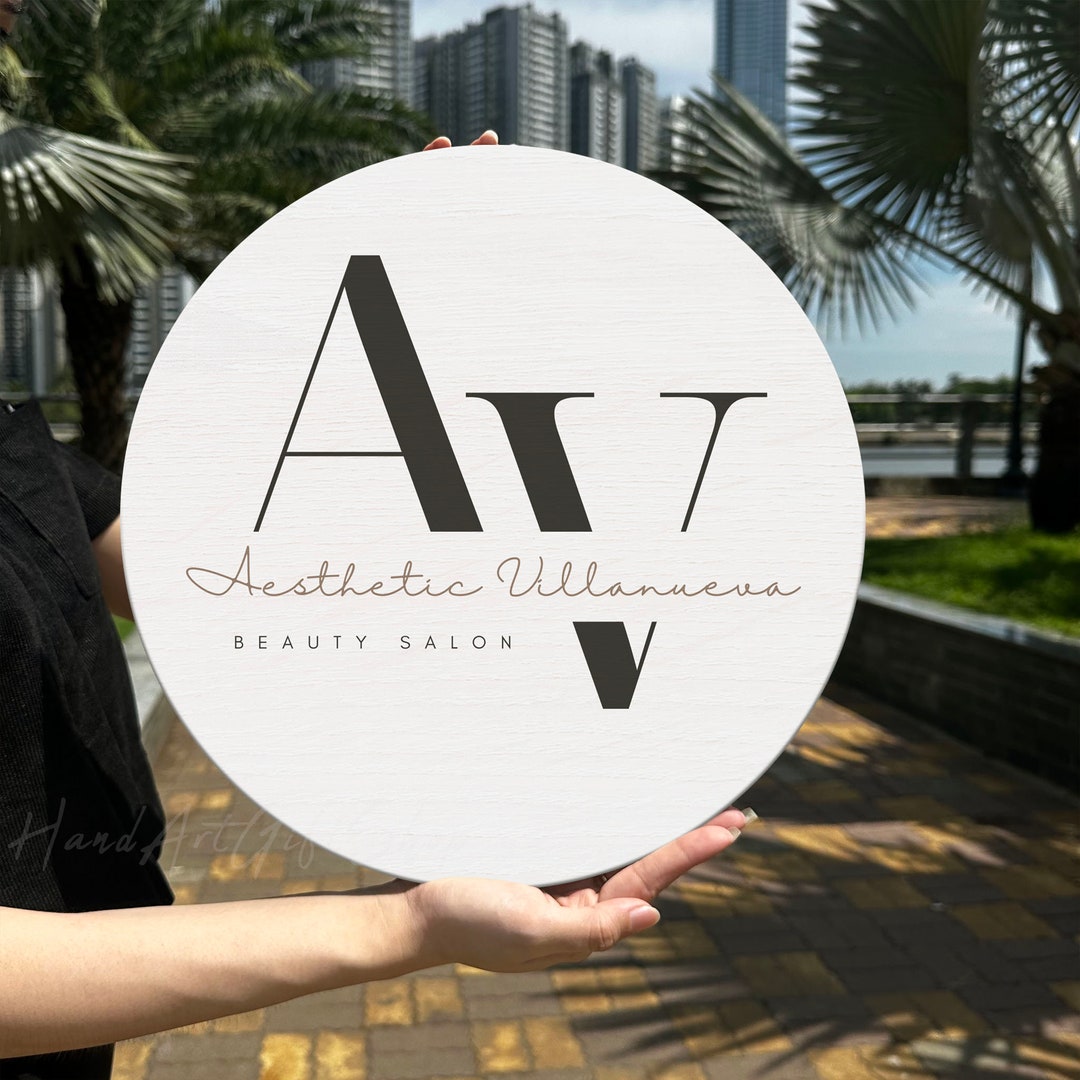 Personalized Business Sign With Your Logo, Logo Round Door Sign Hanger