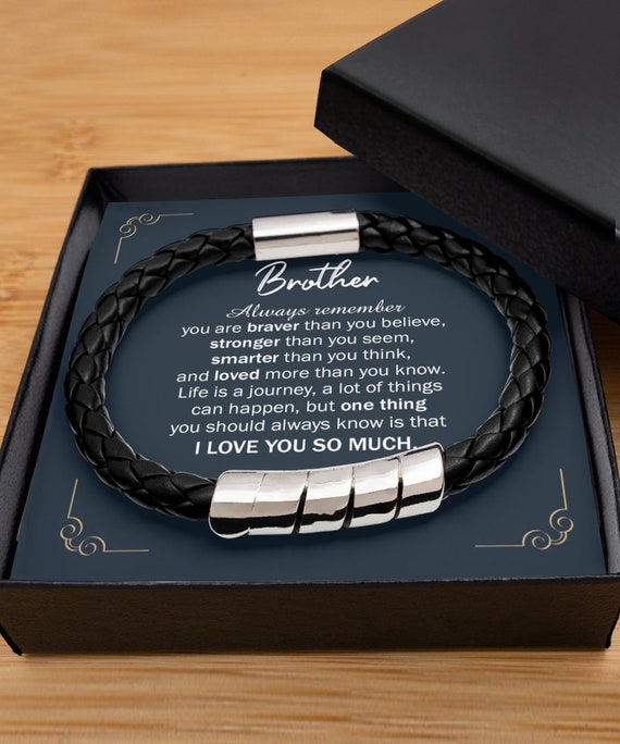 Braver Stronger Smarter Gift For Son Leather Bracelet  Personalized  christmas gifts, Personalized christmas, Meaningful gifts