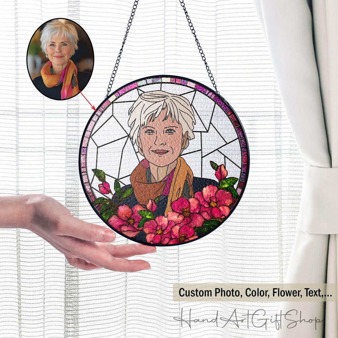 Custom Mom Photo Portrait Glass Suncatcher Gift for Mom, Grandma Gift ...