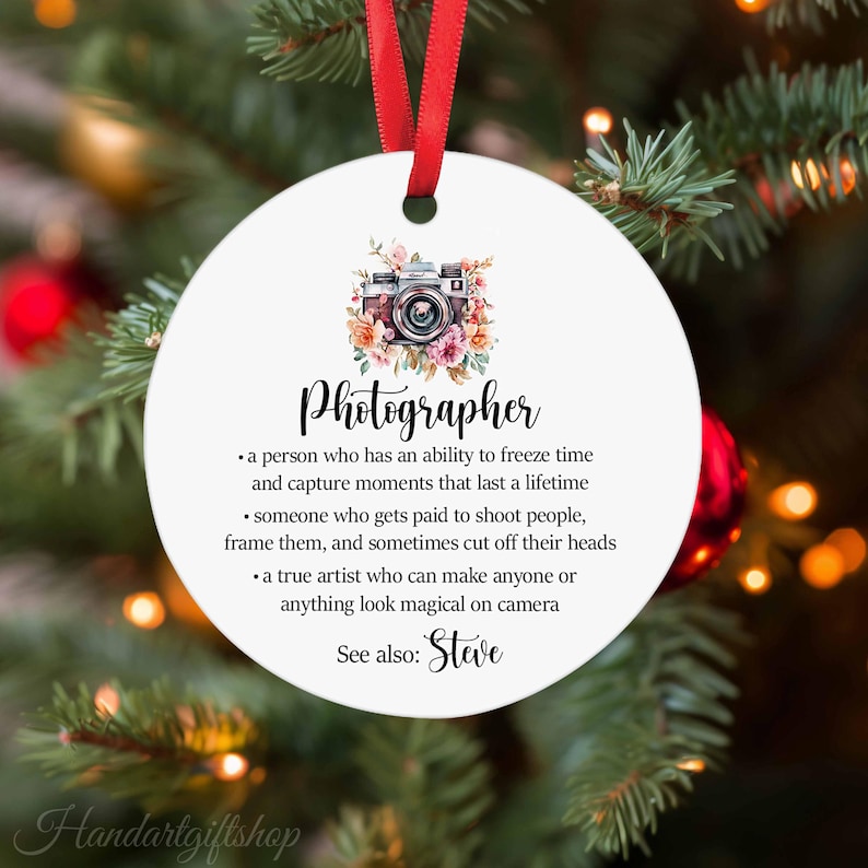 Photographer Definition Christmas Ornament, Photography Ornament Camera
