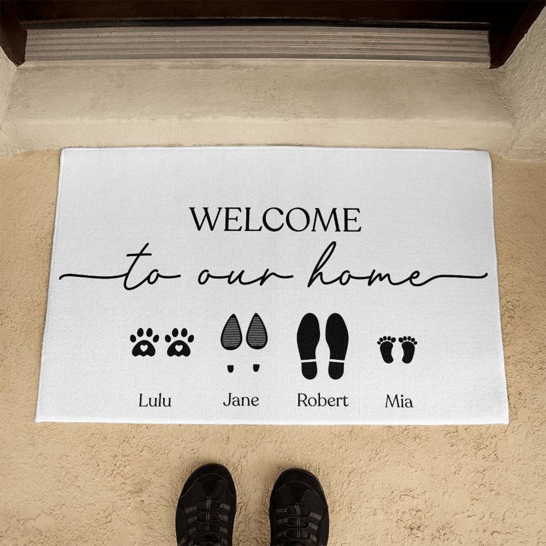 Personalized Family & Pet Name Welcome Mat, Custom Names Member Doormat ...