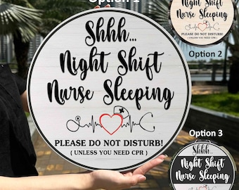 Nurse Sleeping Door Sign, Night Shift Nurse Round Sign, Do Not Disturb Sign for Nurse, Nurse Sleeping Sign, Nursing Students Grad Gift Ideas
