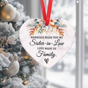 Sister in Law Christmas Ornament Gifts, Sister-in-law Ceramic Heart