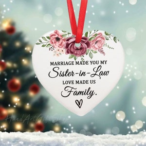 Sister in Law Christmas Ornament Gifts, Sister-in-law Ceramic Heart