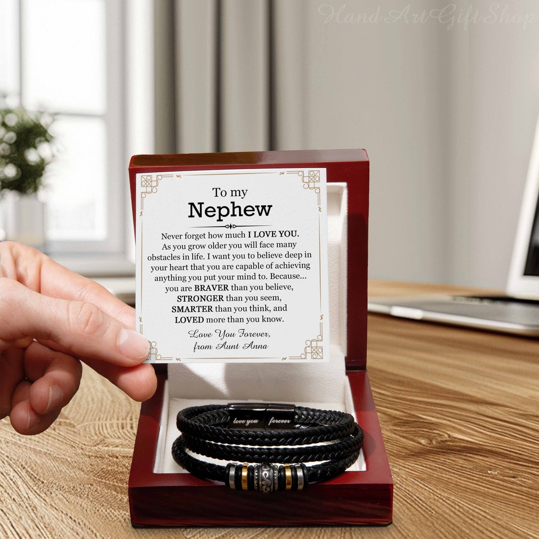 nephew-gift-from-aunt-to-my-nephew-leather-bracelet-bracelet-for