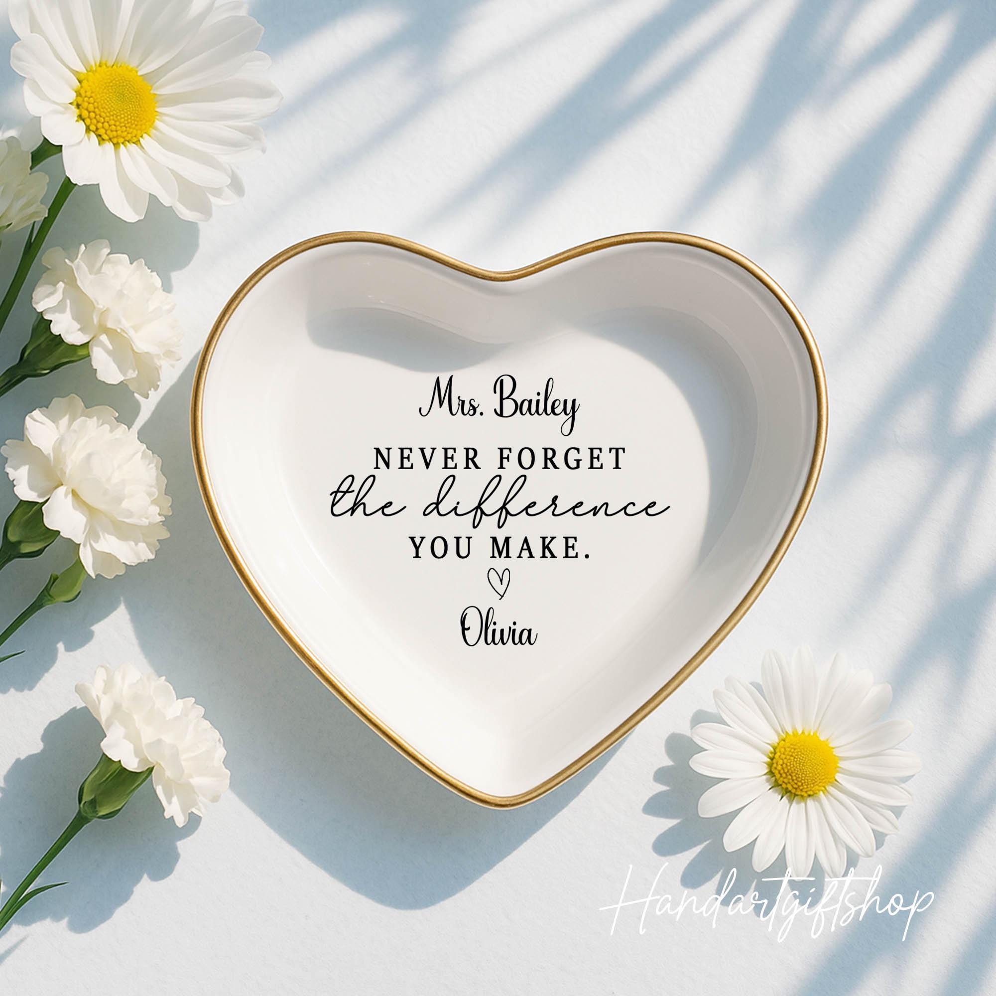 Never Forget The Difference You Make Ring Dish, Custom Retirement Jewelry Tray Gift for Teacher Coworker Doctor, Teacher Appreciation Gift