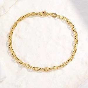 18k Gold Mariner Chain Bracelet, Chain Necklace