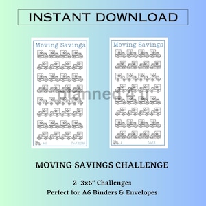 Moving Challenge for A6 Cash Envelopes, Printable, Fits A6 Budget Binder, Cash Stuffing, Sinking Funds, Budget Binder Inserts, Blank Save