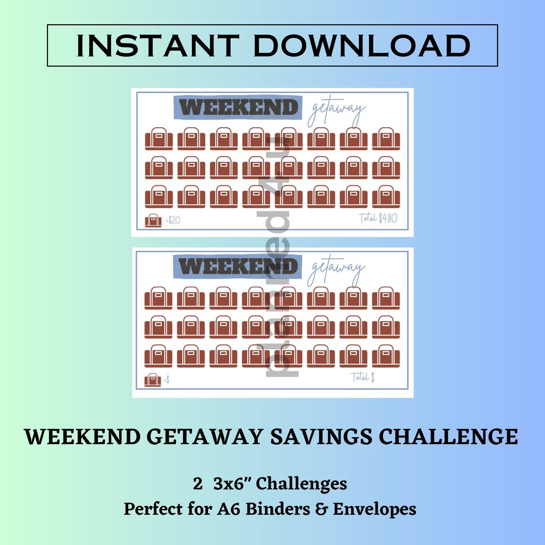 A6 Weekend Getaway Savings Challenge, Budget Binder Inserts (digital ...