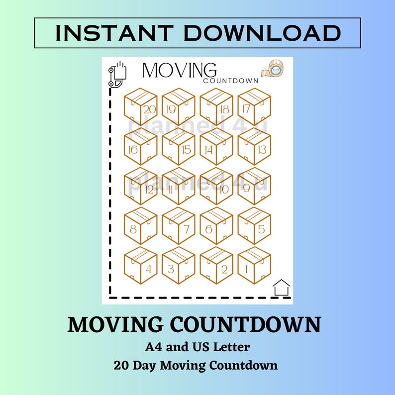 Moving Countdown Printable: 20 Day Tracker (digital Download) - Etsy
