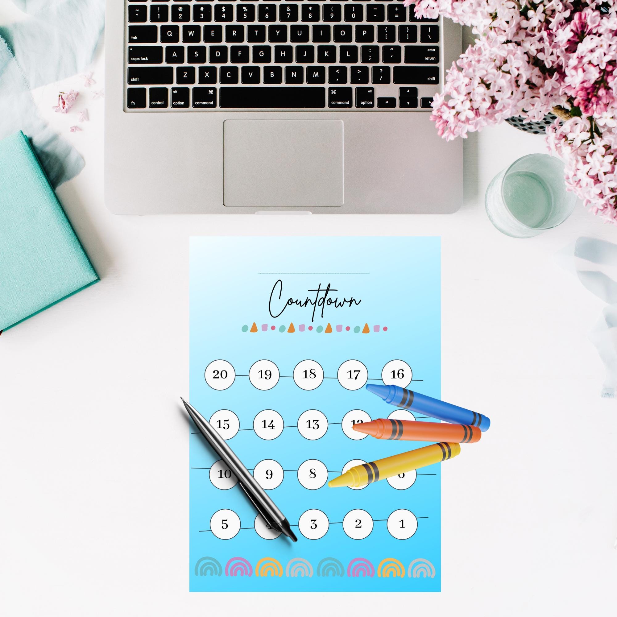 20 Day Countdown Tracker Bundle: Printable, Blank Design (instant ...