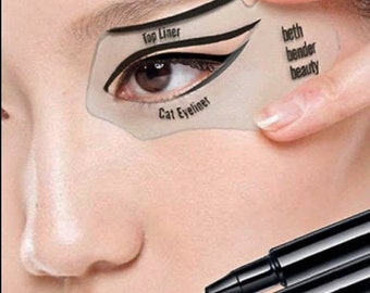 OUTIL DE MAQUILLAGE | 2 pochoirs pour eye-liner - Guide des ombres à paupières, Smokey Cat, ensemble d'outils de maquillage rapide des yeux | Fête | Cadeau | Femmes | Beauté | Cosmétique